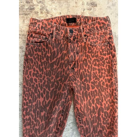 MOTHER Looker High-Rise Leopard Ankle Fray Skinny Jeans in Animal Attraction Siz - Picture 6 of 12